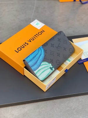 Unisexleder segeltuch LV Sarah Monogram Wallet Damier Collaboration