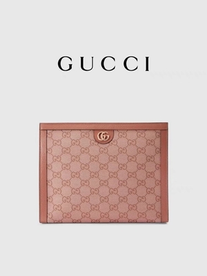 Kupplungs-Beutel Mini Pink Canvas Leather Ophidias Gucci mit Zipschließung