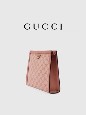 Kupplungs-Beutel Mini Pink Canvas Leather Ophidias Gucci mit Zipschließung