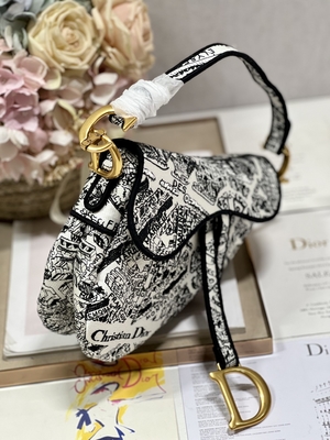 Frauen-Stickerei Dior Saddle Sling Bag Patchwork 25cm mit 3 Innentaschen