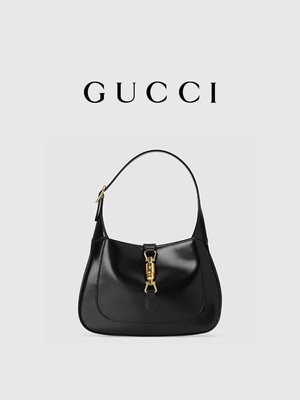 Schwarzer lederner Jackie Bag By Gucci Time 1961 ehrte klassische goldene Zusätze