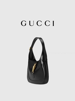 Schwarzer lederner Jackie Bag By Gucci Time 1961 ehrte klassische goldene Zusätze