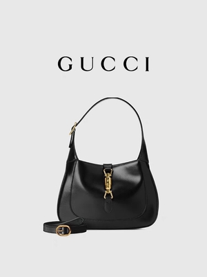 Schwarzer lederner Jackie Bag By Gucci Time 1961 ehrte klassische goldene Zusätze