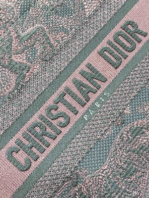 Kleiner Christian Dior Booktote Pink And Gray Toile De Jouy Sauvage Embroidery
