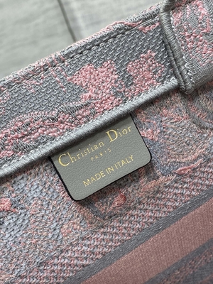 Kleiner Christian Dior Booktote Pink And Gray Toile De Jouy Sauvage Embroidery