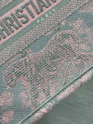 Kleiner Christian Dior Booktote Pink And Gray Toile De Jouy Sauvage Embroidery