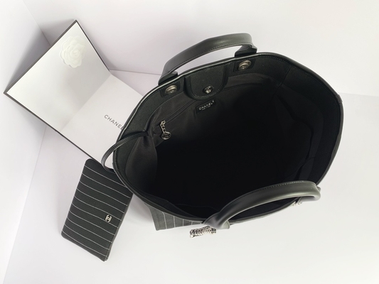 Großes kundenspezifisches eingebrannt sackt Handtasche Metalblack Baumwollkalbsleder-Chanels 2,55 und Weiß ein
