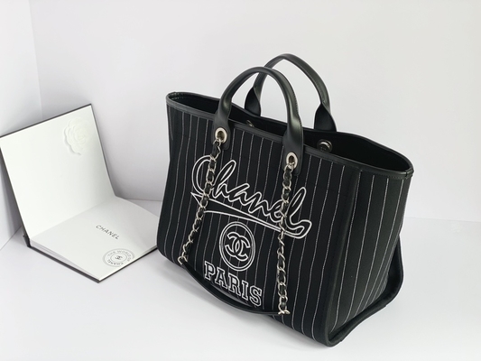 Großes kundenspezifisches eingebrannt sackt Handtasche Metalblack Baumwollkalbsleder-Chanels 2,55 und Weiß ein