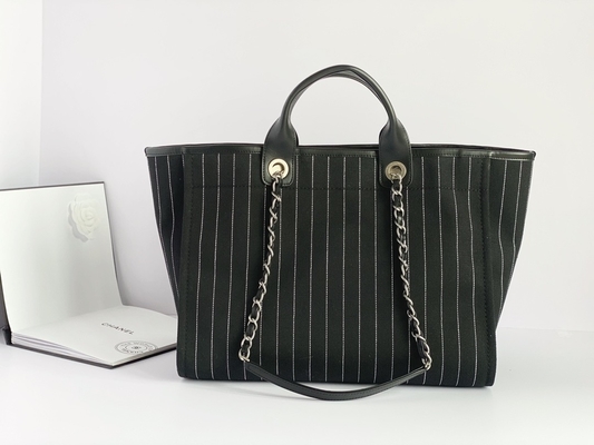 Großes kundenspezifisches eingebrannt sackt Handtasche Metalblack Baumwollkalbsleder-Chanels 2,55 und Weiß ein