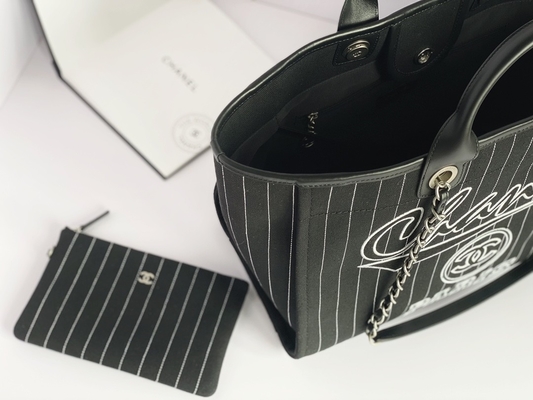 Großes kundenspezifisches eingebrannt sackt Handtasche Metalblack Baumwollkalbsleder-Chanels 2,55 und Weiß ein