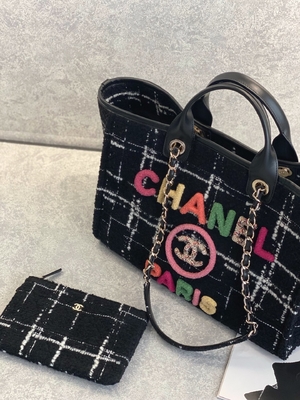Gewohnheit 2022 Chanels Sotheby's brannte Regenbogen-Totalisator der Taschen-Tweed-Strand-Taschen-FW ein