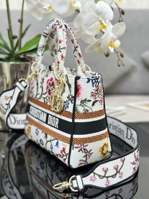 Mehrfarben-Taschen-Dior Mediums D Lite Petites Fleurs kundenspezifische eingebrannte Tasche