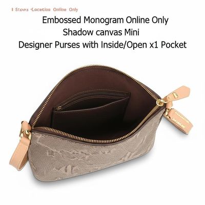 Online-Location Nur geprägte Monogramm Schatten Leinwand Mini Designer Handtaschen mit Innen-/Offene x1 Tasche